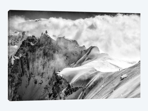 A Skier On The Midi-Plan Ridge, Chamonix, France