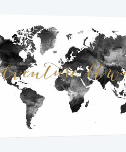 World Map Adventure Awaits in Black & White