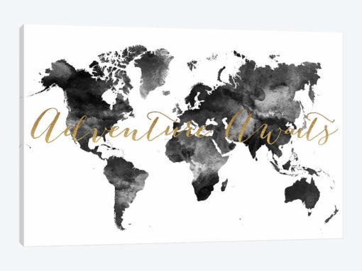 World Map Adventure Awaits in Black & White