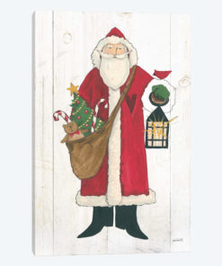 Vintage St Nick I no Words on White Wood