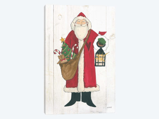 Vintage St Nick I no Words on White Wood