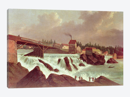 The first cotton mill in America, established by Samuel Slater on the Blackstone River at Pawtucket, Rhode Island, c.1790