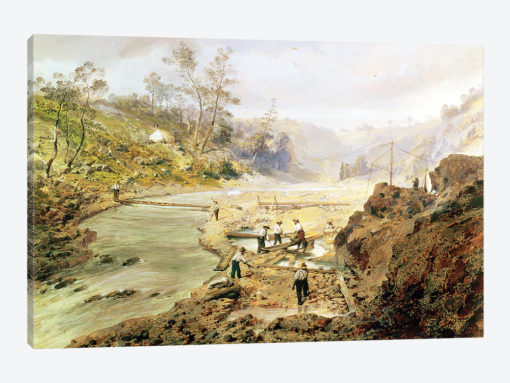 Fortyniners' washing gold from the Calaveres River, California, 1858