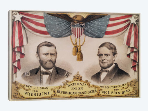 Electoral poster for the U.S.A. Presidential election of 1868 depicting Ulysses S. Grant and Schuyler Colfax, 1868