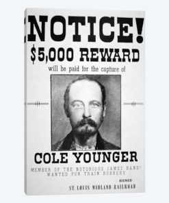 Reward poster for Thomas Cole Younger