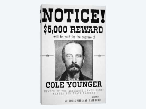 Reward poster for Thomas Cole Younger
