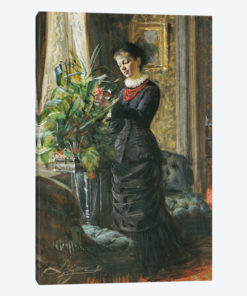 Portrait of Fru Lisen Samson, nee Hirsch, arranging Flowers at a Window, 1881