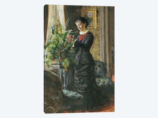 Portrait of Fru Lisen Samson, nee Hirsch, arranging Flowers at a Window, 1881