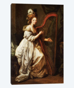 Portrait Of Elizabeth Ewer, Seated In A White Dress With A Yellow Shawl, Playing A Harp, c.1768-73