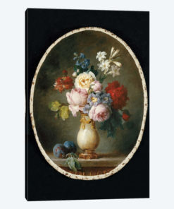 A Vase Of Flowers And Two Plums On A Marble Tabletop, 1781