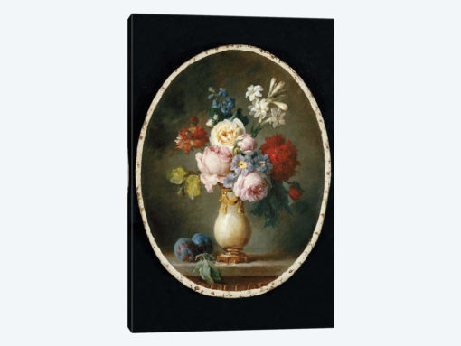 A Vase Of Flowers And Two Plums On A Marble Tabletop, 1781