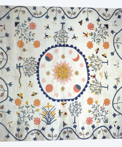 Applique quilt with Sun, Moon, Stars and the Garden of Eden, from Arkansas, c.1850-80