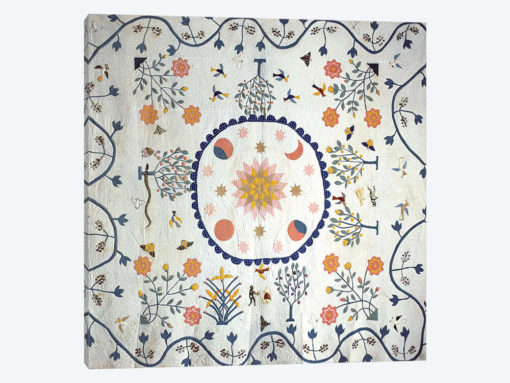 Applique quilt with Sun, Moon, Stars and the Garden of Eden, from Arkansas, c.1850-80