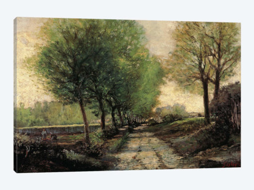 Tree-lined avenue in a small town, 1865-1867