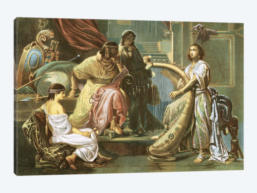 David playing the harp for Saul