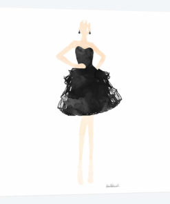 Fashion Illustration Model In Black Dress, Square