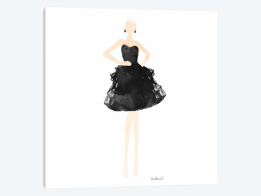 Fashion Illustration Model In Black Dress, Square