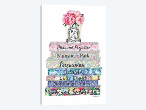 Austen Flower Books With Candle & Pink Peony