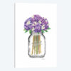 Glass Jar With Purple & Yellow Hydrangeas