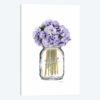 Glass Jar With Purple Hydrangeas