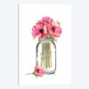 Glass Jar, Tall With Red Poppies
