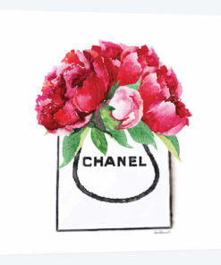Fashion Shopping Bag With Deep Pink Peonies