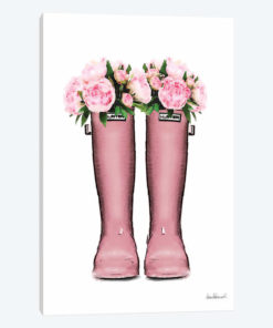 Hunter Boots In Pink & Pink Peonies
