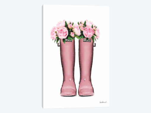 Hunter Boots In Pink & Pink Peonies