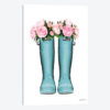 Hunter Boots Muted In Blue & Pink Peonies
