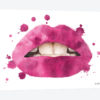 Lips Watercolor Splash, Bright Pink