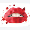 Lips Watercolor Splash, Red