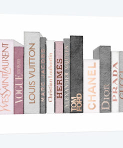 Book Shelf Full Of Rose Gold, Grey, And Pink Fashion Books