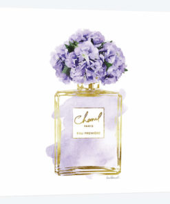 Gold And Purple Perfume Bottle With Purple Peonies