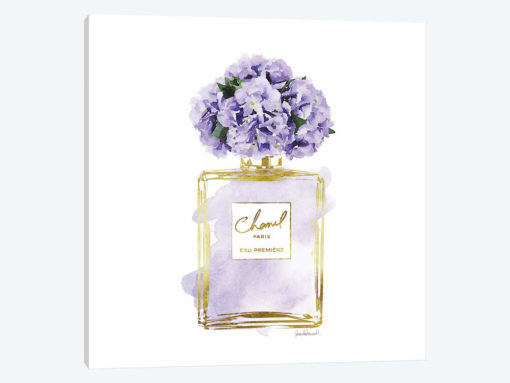 Gold And Purple Perfume Bottle With Purple Peonies