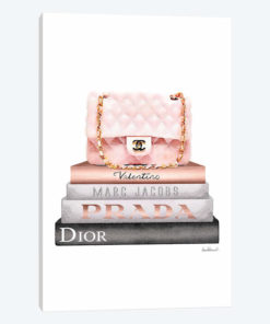 Stack Of Grey And Rose Gold Fashion Books And A Pink Chanel Bag