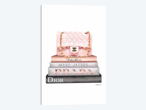 Stack Of Grey And Rose Gold Fashion Books And A Pink Chanel Bag