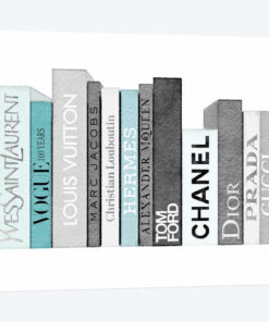 Book Shelf Full Of Grey And Teal Fashion Books