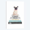 Grey And Teal Bookstack Topped By Pug