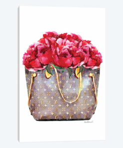Brown Bag Filled With Deep Pink Peonies