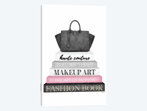Grey Books With Pink, Black Bag