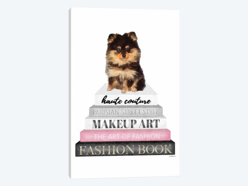Grey Books With Pink, Pomeranian