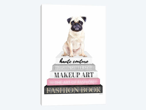 Grey Books With Pink, Pug