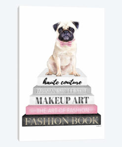 Grey Books With Pink, Pug With Bow Tie