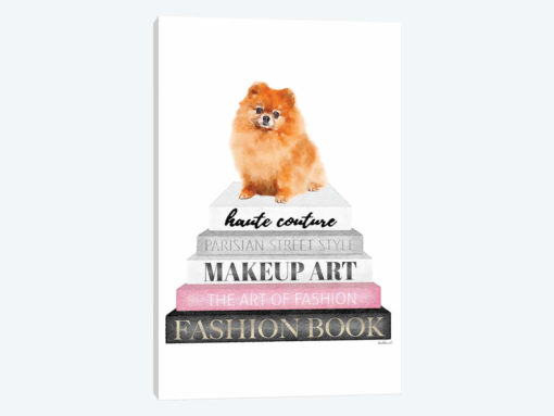 Grey Books With Pink, Red Pomeranian