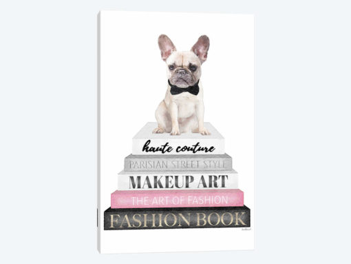 Grey Books With Pink, White Frenchie