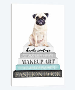 Grey Books With Teal, Pug