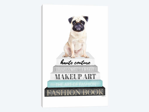 Grey Books With Teal, Pug