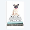 Grey Books With Teal, Pug With Bow