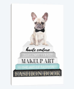 Grey Books With Teal, White Frenchie