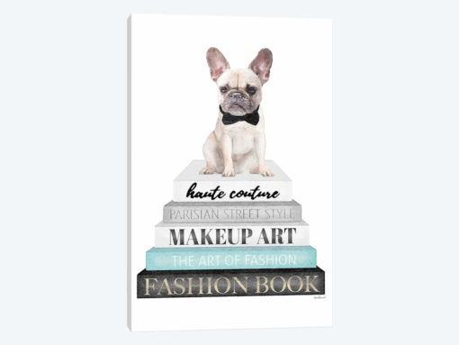 Grey Books With Teal, White Frenchie
